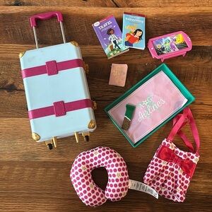 American Girl Truly Me Travel in Style Luggage Tote Neck Pillow & Accessories
